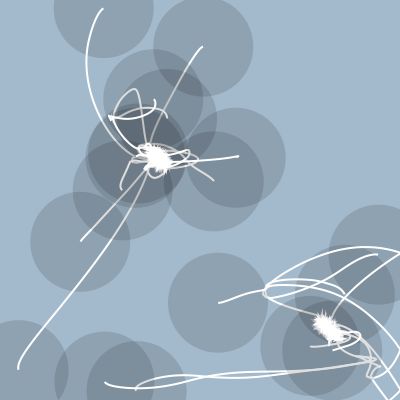 An abstract, procedurally generated image which looks busier when there are more words.